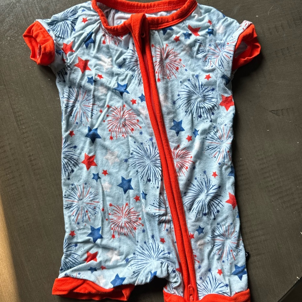 Levbaby bamboo 4th of july shortie romper